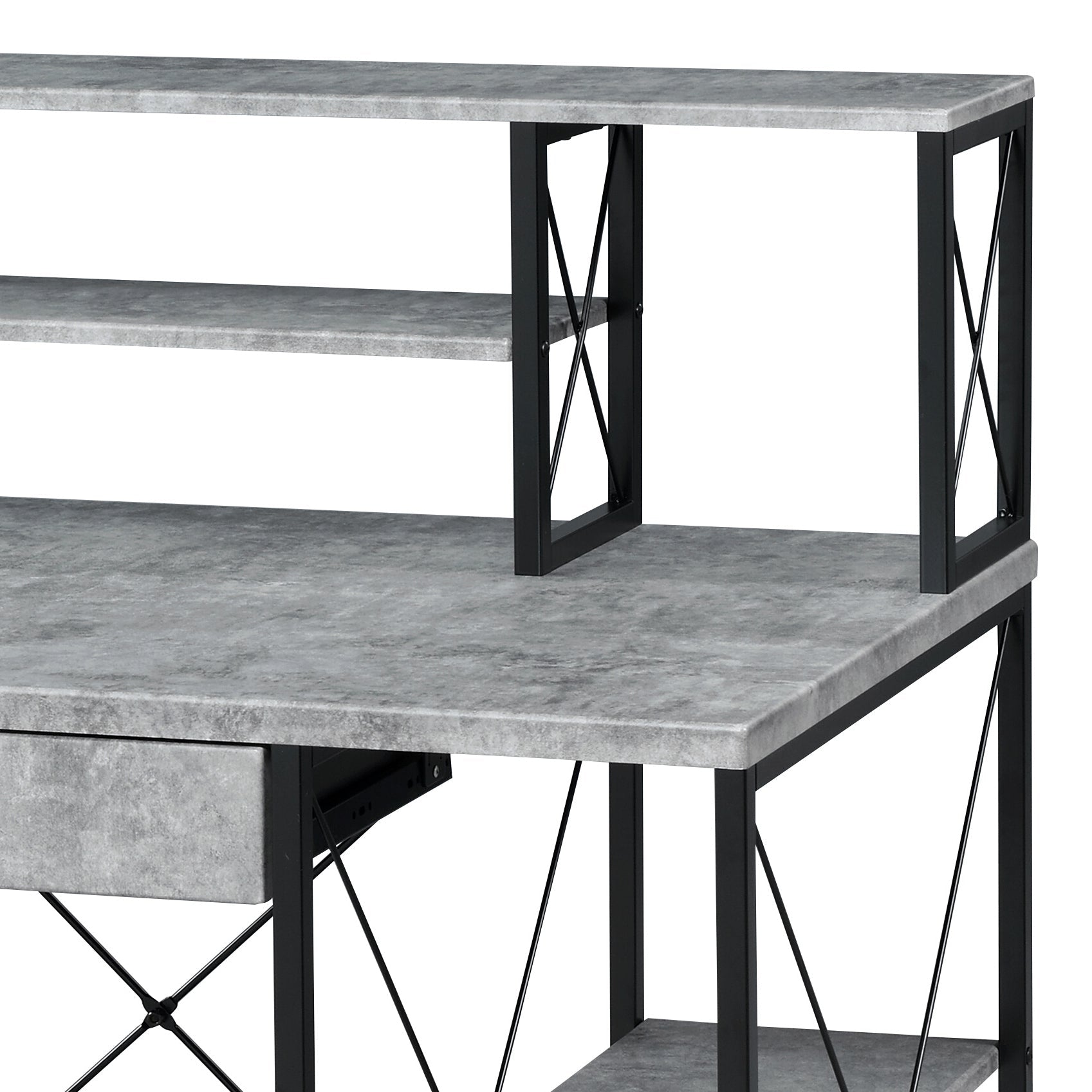 Gray Music Studio Desk with Storage Shelves - 1st Choice Furniture Direct