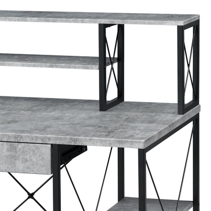 Gray Music Studio Desk with Storage Shelves - 1st Choice Furniture Direct