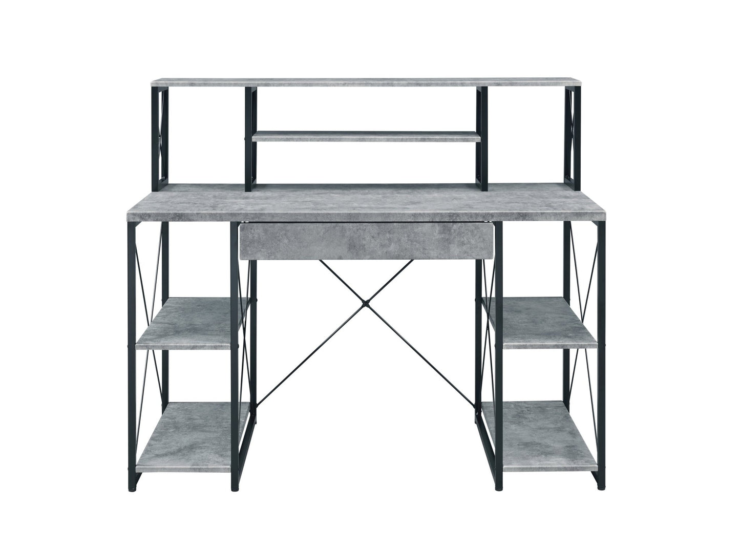Gray Music Studio Desk with Storage Shelves - 1st Choice Furniture Direct
