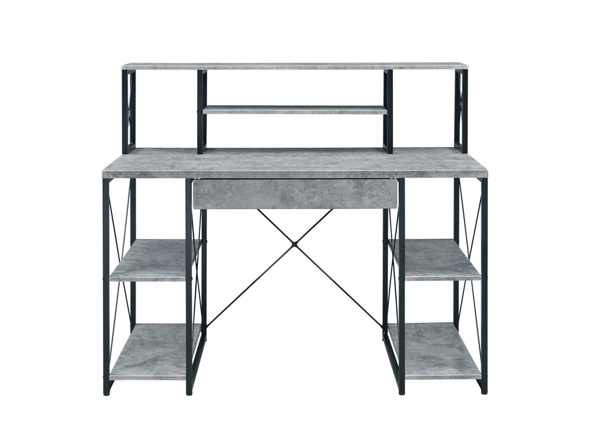 Gray Music Studio Desk with Storage Shelves - 1st Choice Furniture Direct