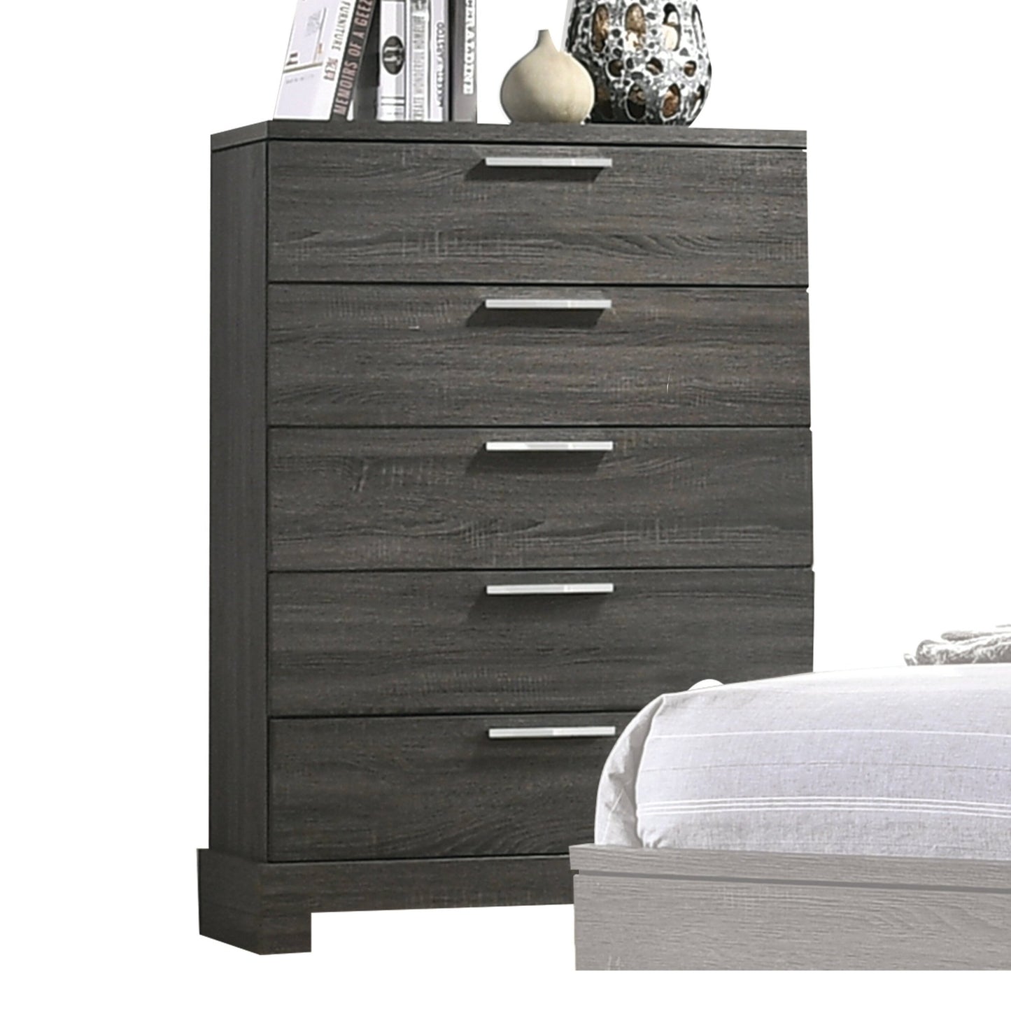 Gray Oak 5-Drawer Chest with Sled Base - 1st Choice Furniture Direct