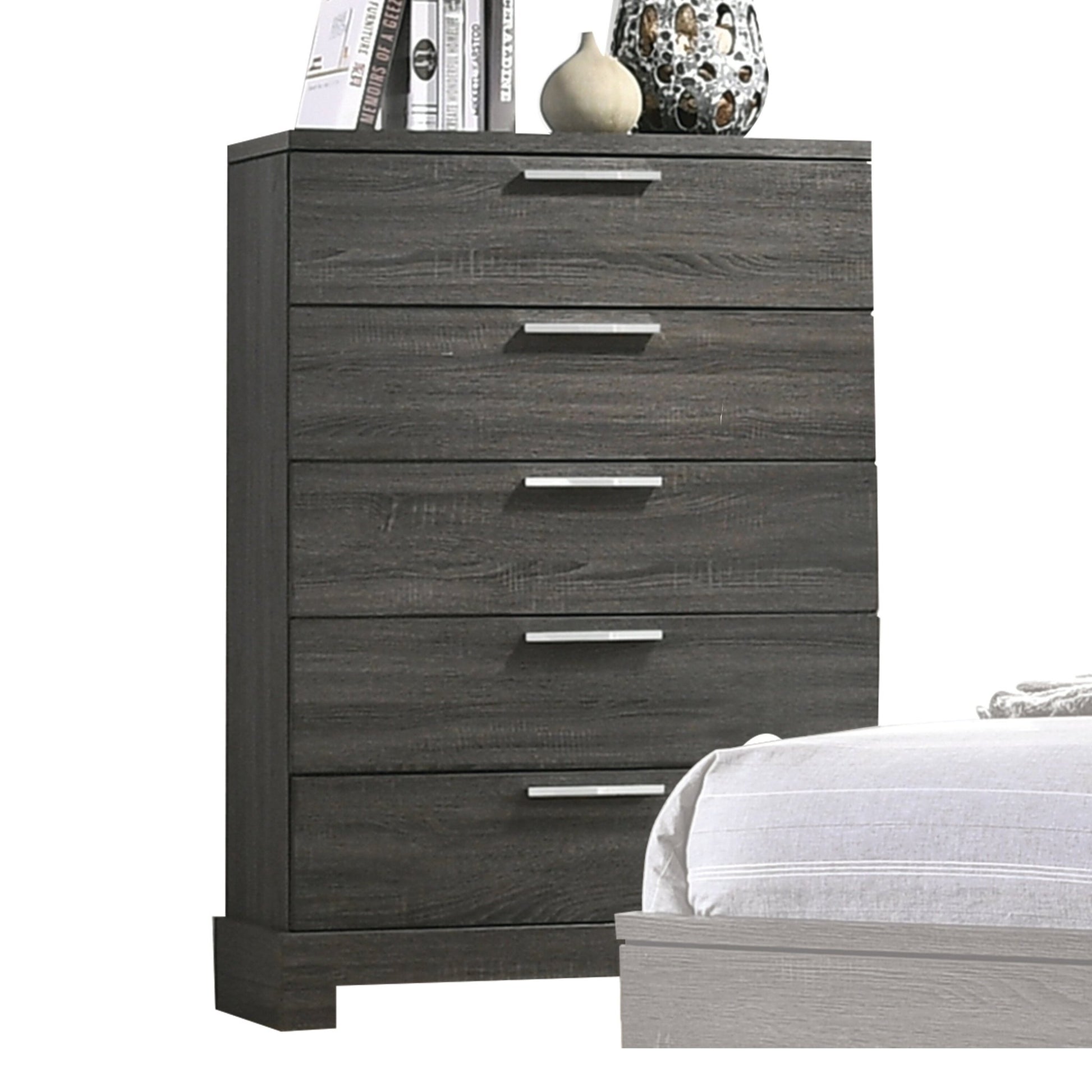 Gray Oak 5-Drawer Chest with Sled Base - 1st Choice Furniture Direct