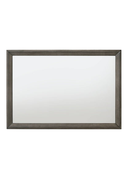 Gray & Oak Framed Landscape Mirror for Dresser or Vanity - 1st Choice Furniture Direct