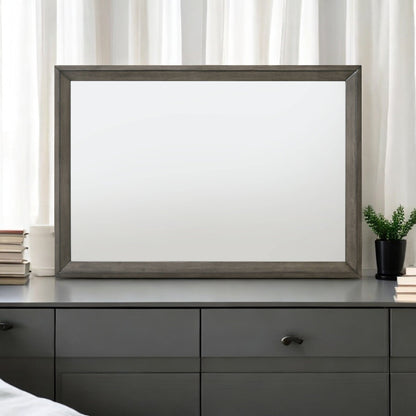 Gray & Oak Framed Landscape Mirror for Dresser or Vanity - 1st Choice Furniture Direct