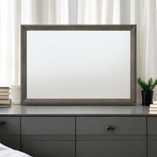 Gray & Oak Framed Landscape Mirror for Dresser or Vanity - 1st Choice Furniture Direct