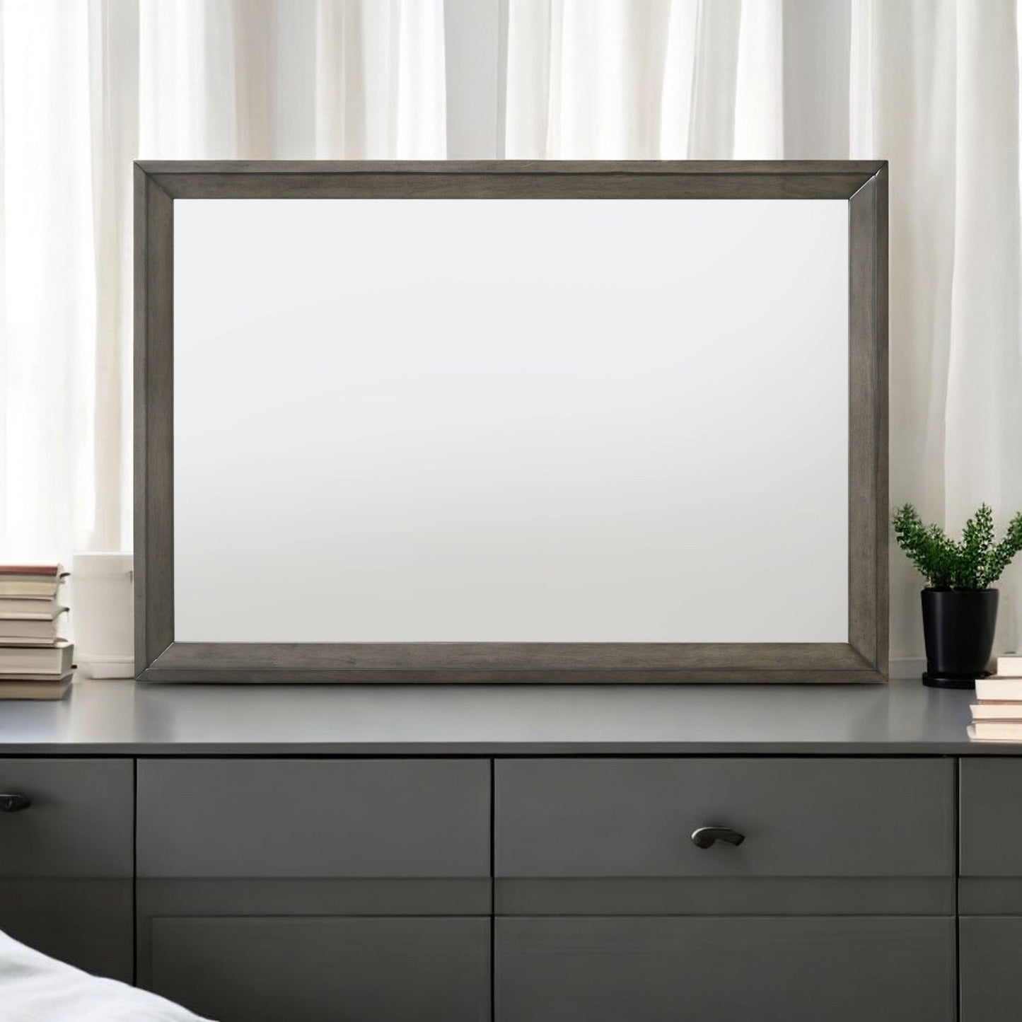 Gray & Oak Framed Landscape Wall Mirror - 1st Choice Furniture Direct