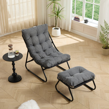 Gray Patio Lounge Chair with Ottoman - 1st Choice Furniture Direct