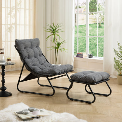Gray Patio Lounge Chair with Ottoman - 1st Choice Furniture Direct