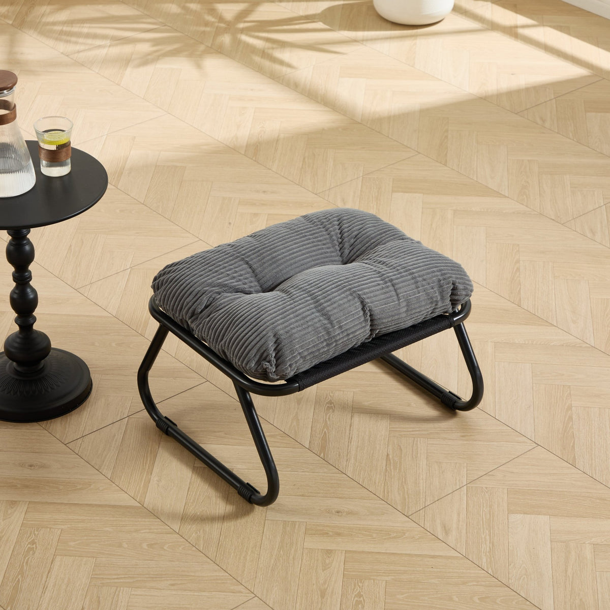 Gray Patio Lounge Chair with Ottoman - 1st Choice Furniture Direct