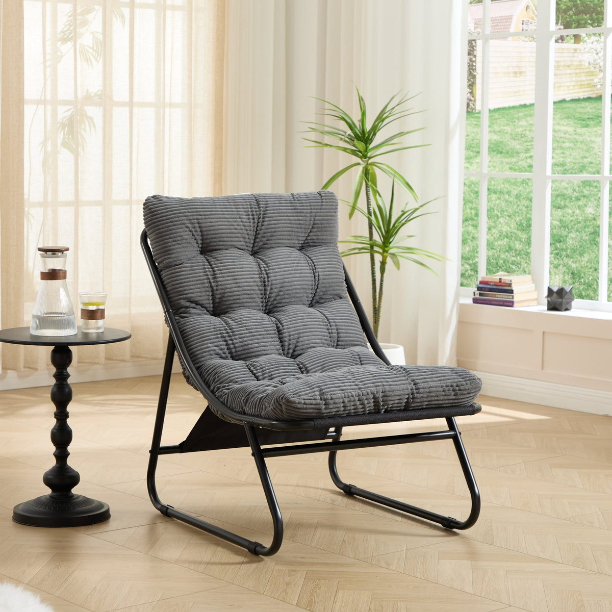 Gray Patio Lounge Chair with Ottoman - 1st Choice Furniture Direct