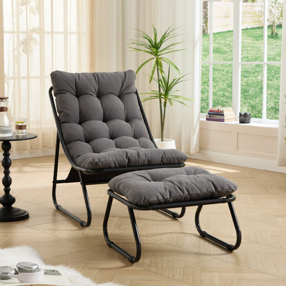Gray Patio Lounge Chair with Ottoman - 1st Choice Furniture Direct