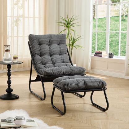 Gray Patio Lounge Chair with Ottoman - 1st Choice Furniture Direct