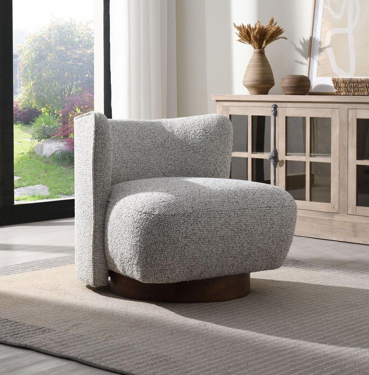 Gray Tweed Accent Chair with Pocket Coil Seat - 1st Choice Furniture Direct