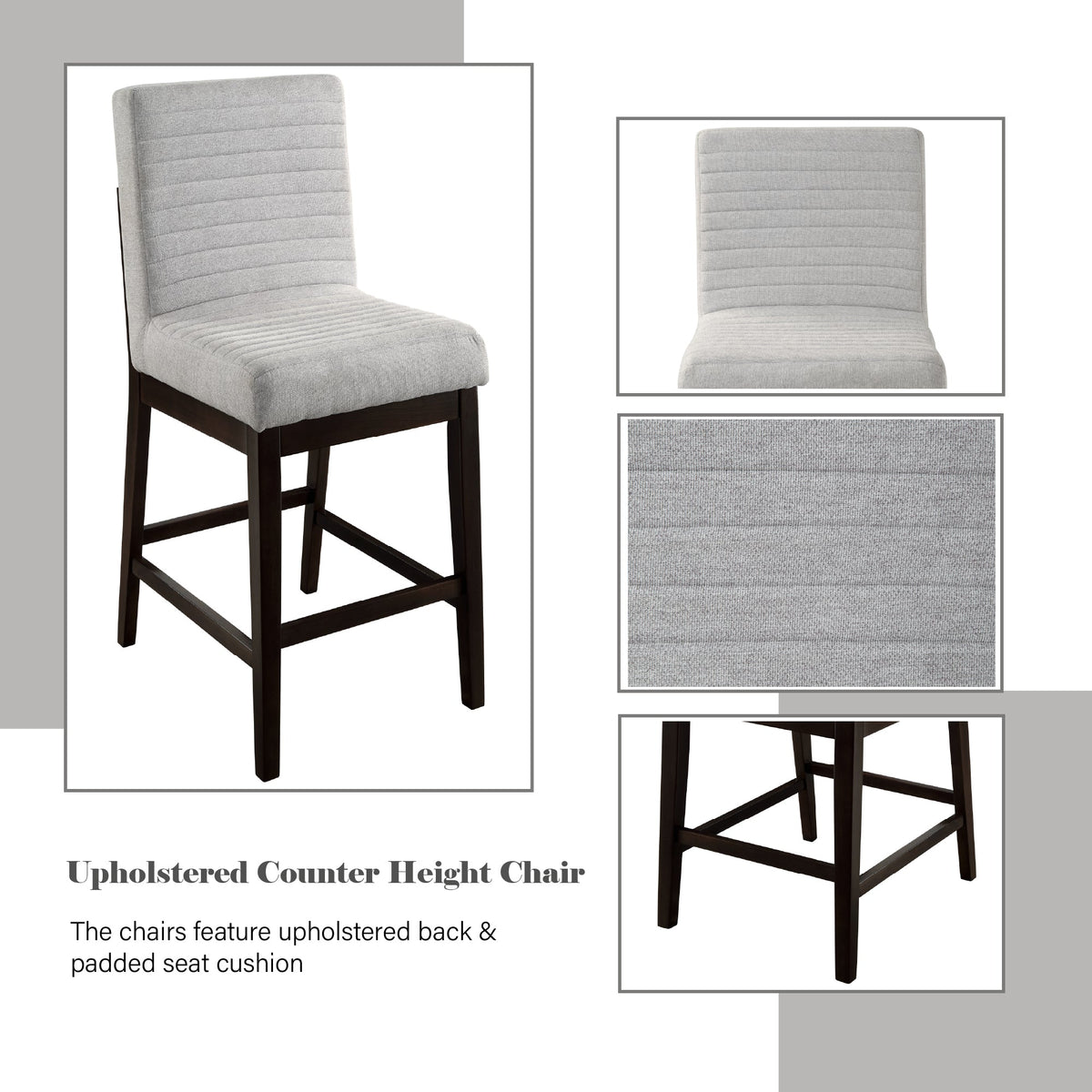 Gray Upholstered Counter Height Chair - 1st Choice Furniture Direct