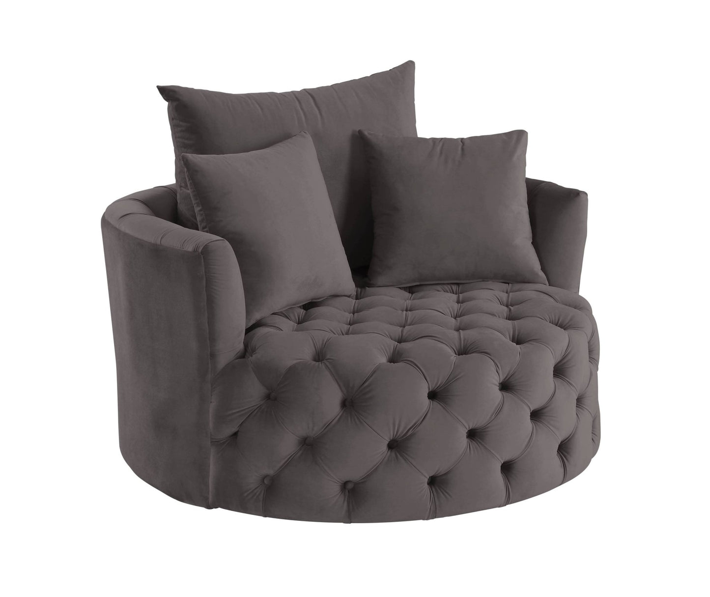Gray Velvet Swivel Accent Chair with 3 Pillows - 1st Choice Furniture Direct