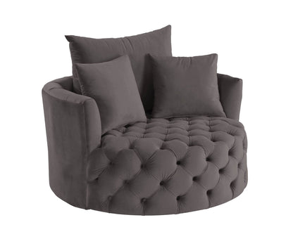 Gray Velvet Swivel Accent Chair with 3 Pillows - 1st Choice Furniture Direct