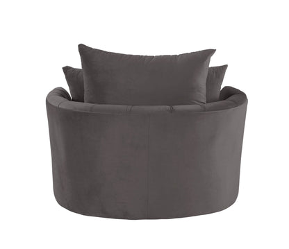 Gray Velvet Swivel Accent Chair with 3 Pillows - 1st Choice Furniture Direct