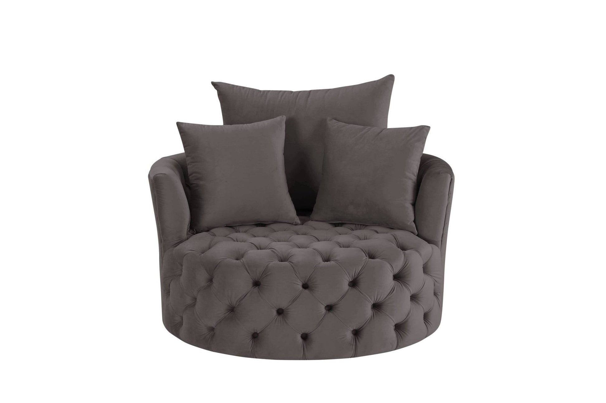 Gray Velvet Swivel Accent Chair with 3 Pillows - 1st Choice Furniture Direct