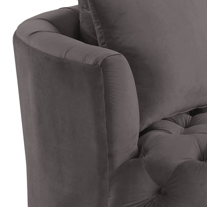 Gray Velvet Swivel Accent Chair with 3 Pillows - 1st Choice Furniture Direct