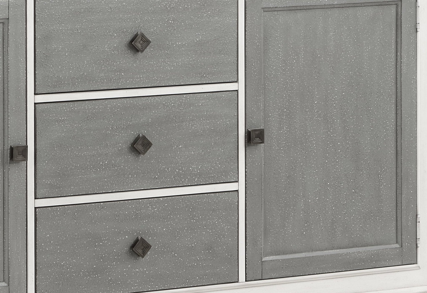 Gray & White Dining Server with 3 Drawers and Adjustable Shelves - 1st Choice Furniture Direct