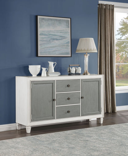 Gray & White Dining Server with 3 Drawers and Adjustable Shelves - 1st Choice Furniture Direct