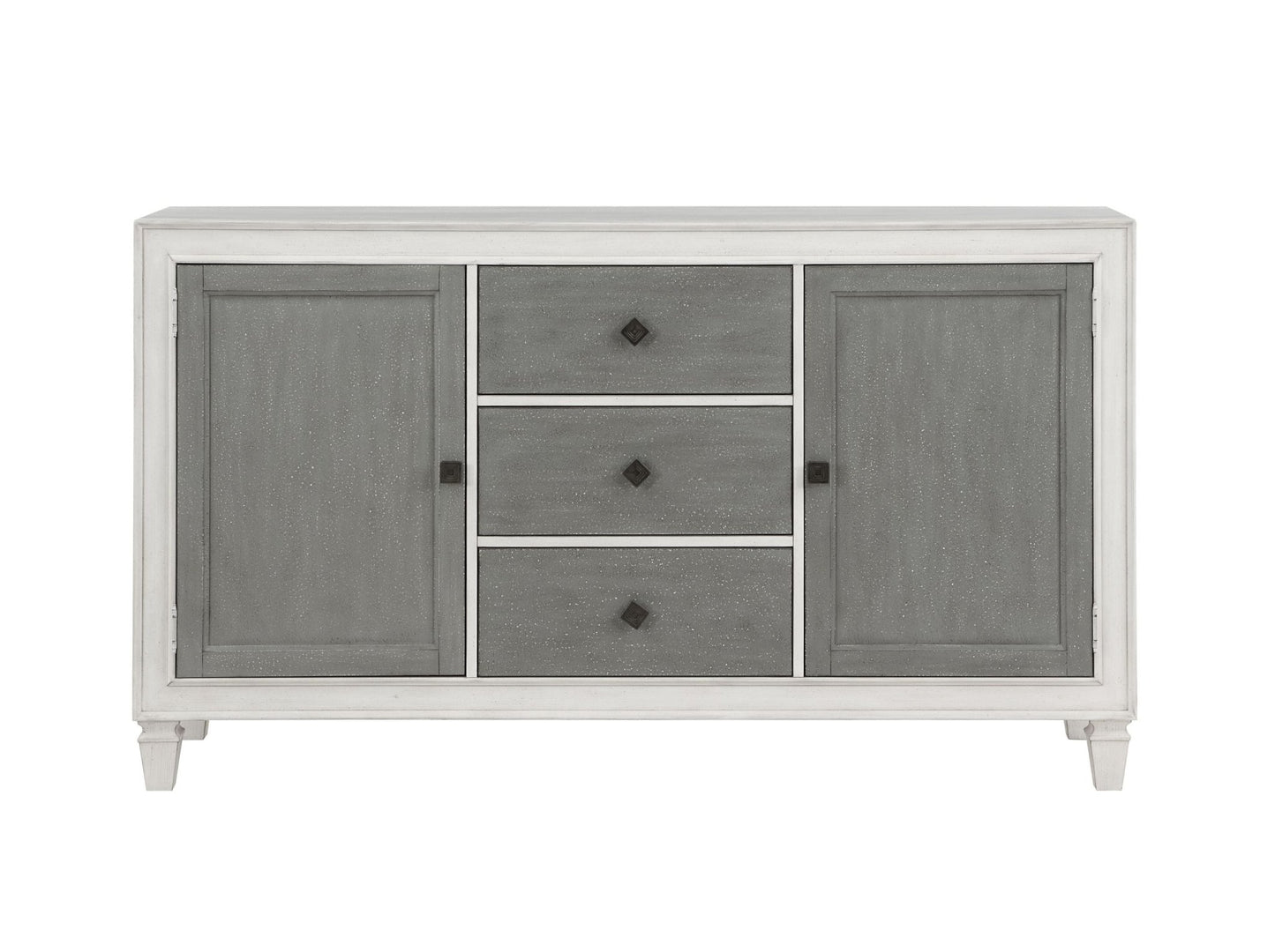 Gray & White Dining Server with 3 Drawers and Adjustable Shelves - 1st Choice Furniture Direct