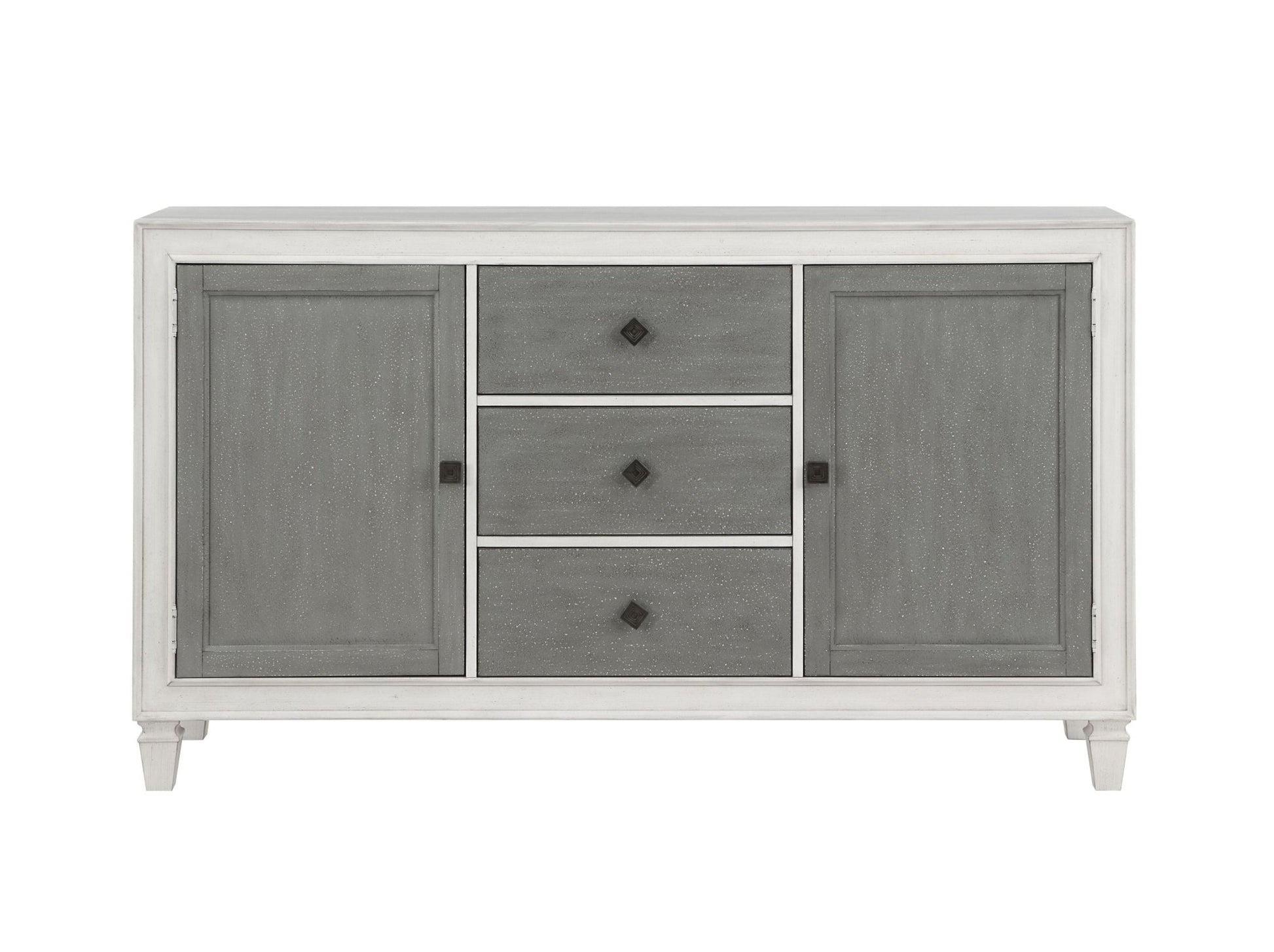 Gray & White Dining Server with 3 Drawers and Adjustable Shelves - 1st Choice Furniture Direct
