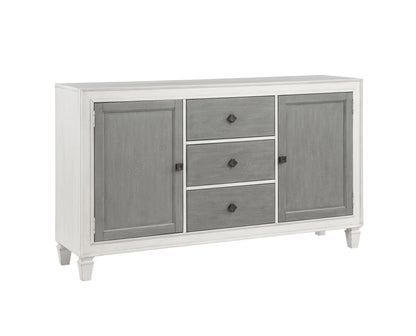 Gray & White Dining Server with 3 Drawers and Adjustable Shelves - 1st Choice Furniture Direct