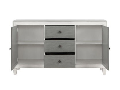 Gray & White Dining Server with 3 Drawers and Adjustable Shelves - 1st Choice Furniture Direct