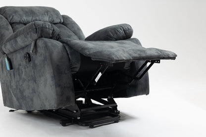 Grayish Blue Velvet Power Lift Recliner with Massage & Heat - 1st Choice Furniture Direct