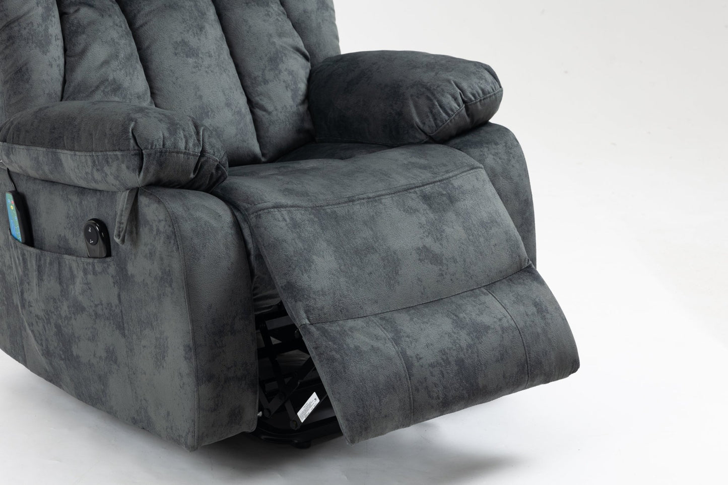 Grayish Blue Velvet Power Lift Recliner with Massage & Heat - 1st Choice Furniture Direct