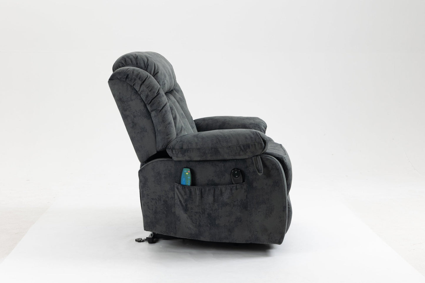 Grayish Blue Velvet Power Lift Recliner with Massage & Heat - 1st Choice Furniture Direct
