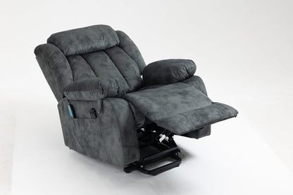 Grayish Blue Velvet Power Lift Recliner with Massage & Heat - 1st Choice Furniture Direct