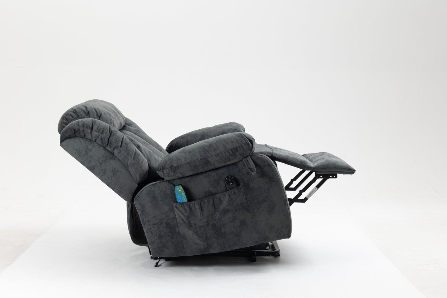 Grayish Blue Velvet Power Lift Recliner with Massage & Heat - 1st Choice Furniture Direct