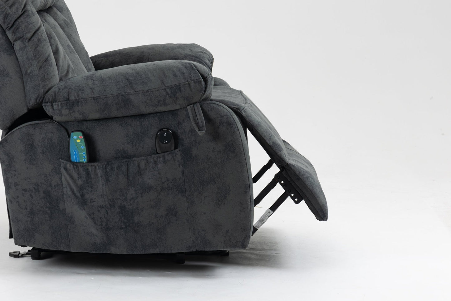 Grayish Blue Velvet Power Lift Recliner with Massage & Heat - 1st Choice Furniture Direct