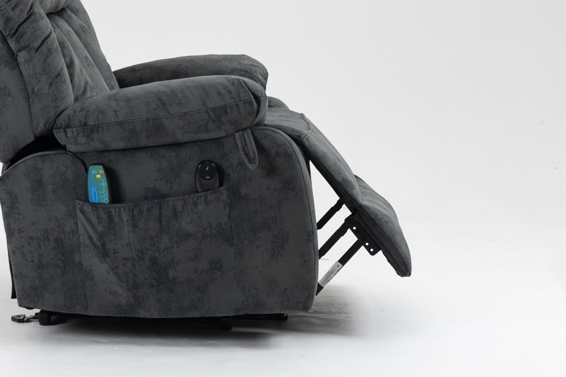 Grayish Blue Velvet Power Lift Recliner with Massage & Heat - 1st Choice Furniture Direct