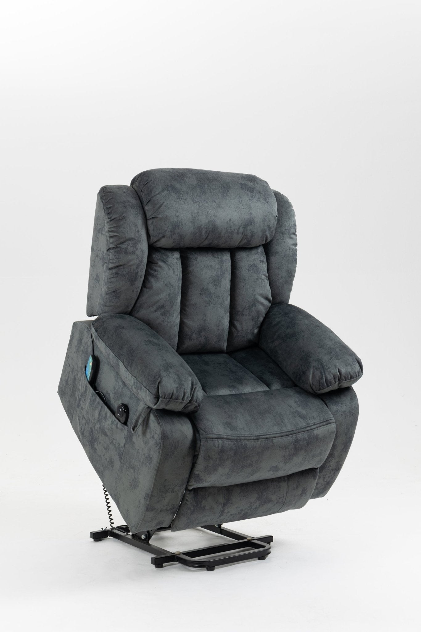 Grayish Blue Velvet Power Lift Recliner with Massage & Heat - 1st Choice Furniture Direct