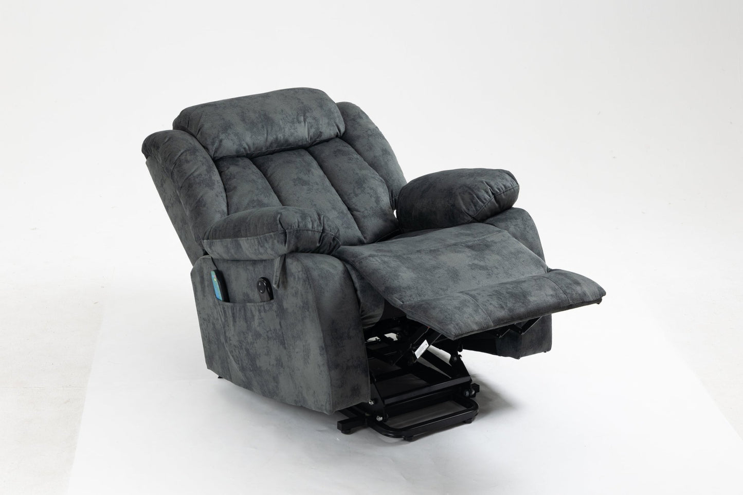 Grayish Blue Velvet Power Lift Recliner with Massage & Heat - 1st Choice Furniture Direct