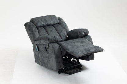 Grayish Blue Velvet Power Lift Recliner with Massage & Heat - 1st Choice Furniture Direct