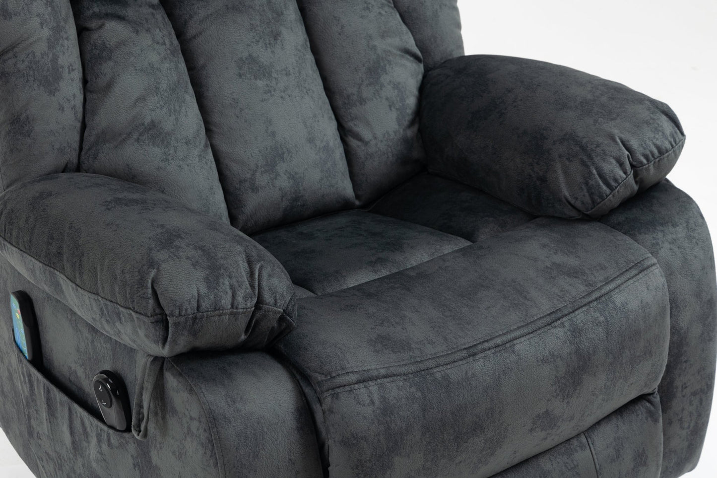 Grayish Blue Velvet Power Lift Recliner with Massage & Heat - 1st Choice Furniture Direct