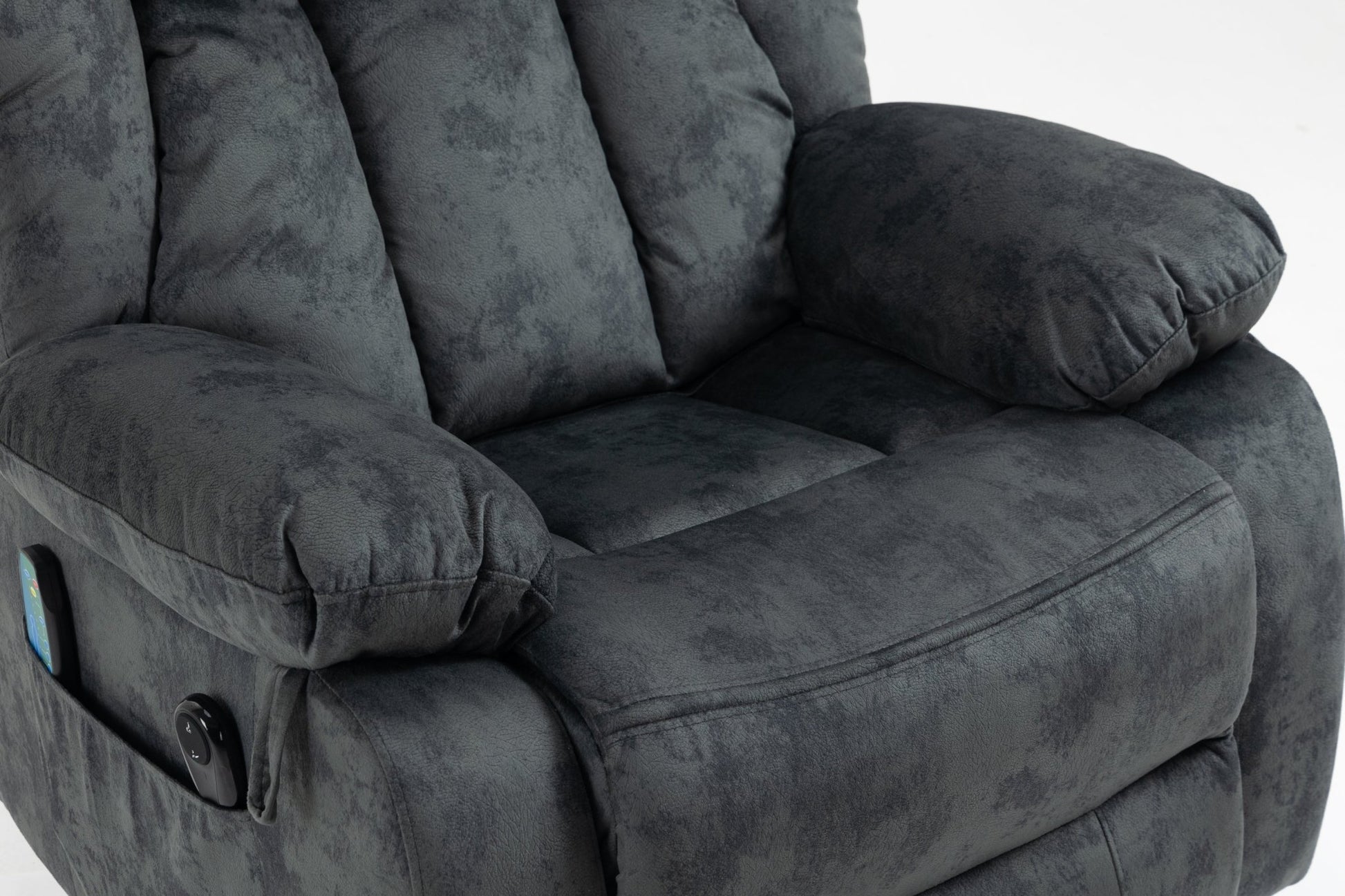 Grayish Blue Velvet Power Lift Recliner with Massage & Heat - 1st Choice Furniture Direct