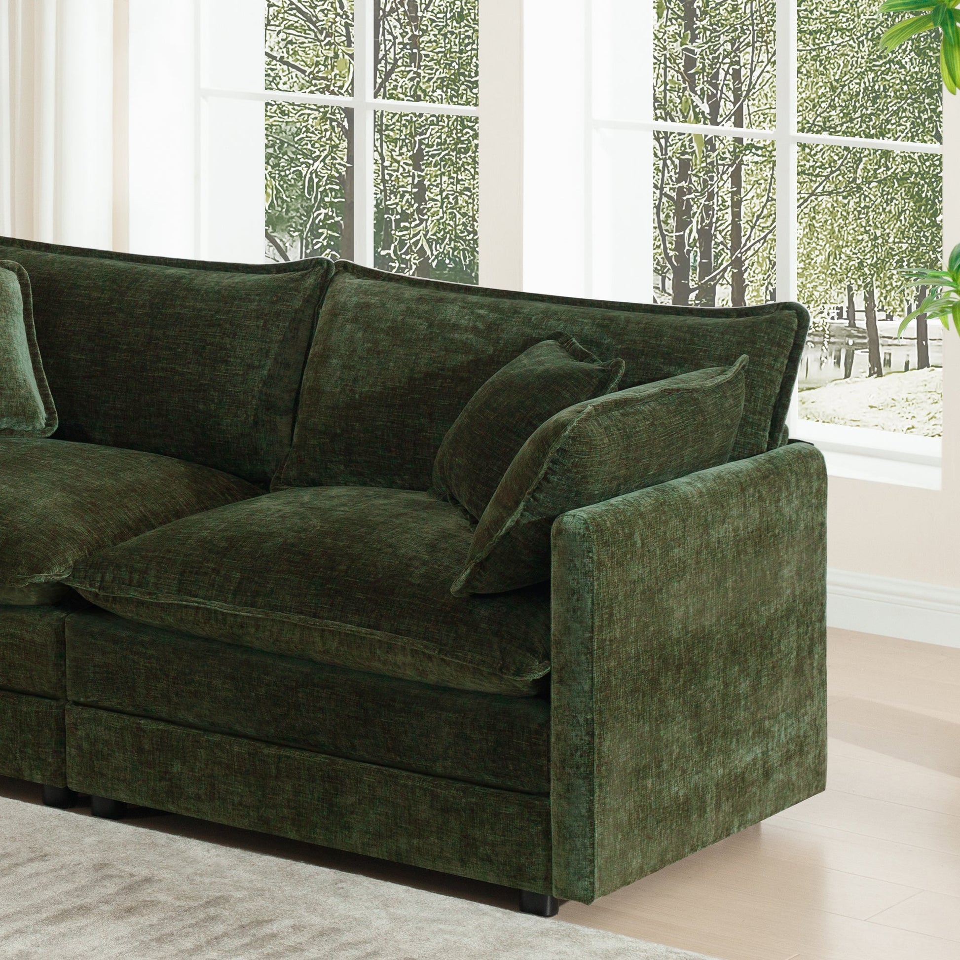 Green Chenille Accent Chair – Modular Single Sofa Chair for Living Room - 1st Choice Furniture Direct