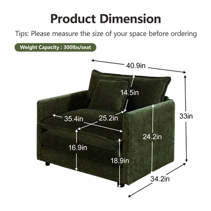 Green Chenille Accent Chair – Modular Single Sofa Chair for Living Room - 1st Choice Furniture Direct