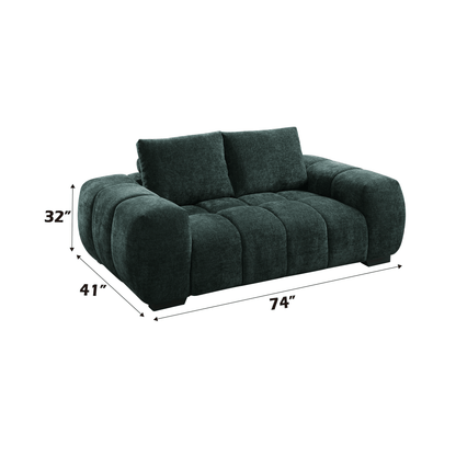 Green Chenille Loveseat with Pocket Coil Cushions - 1st Choice Furniture Direct