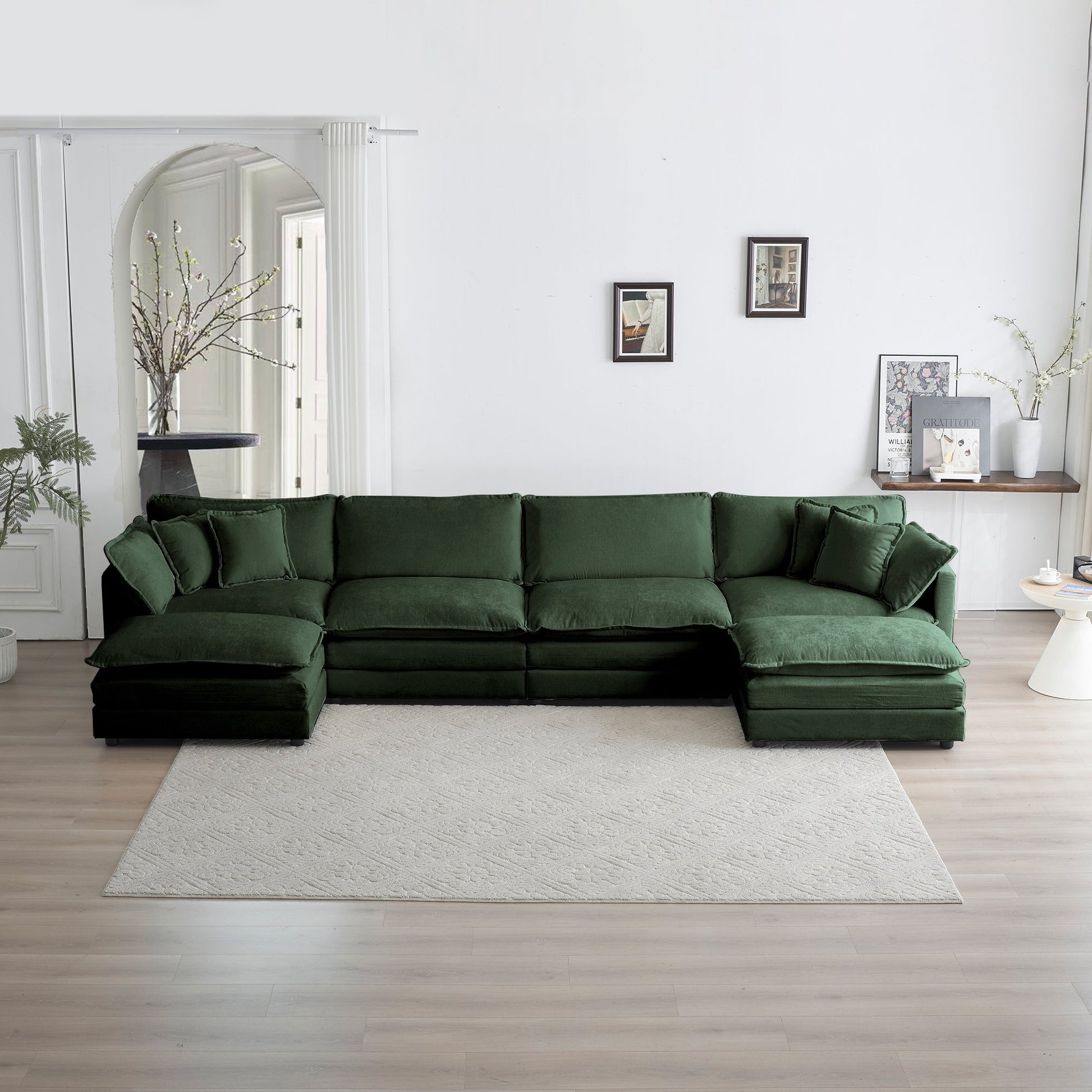 Green Chenille Modular Sectional Sofa – Modern 4 Seat Couch - 1st Choice Furniture Direct