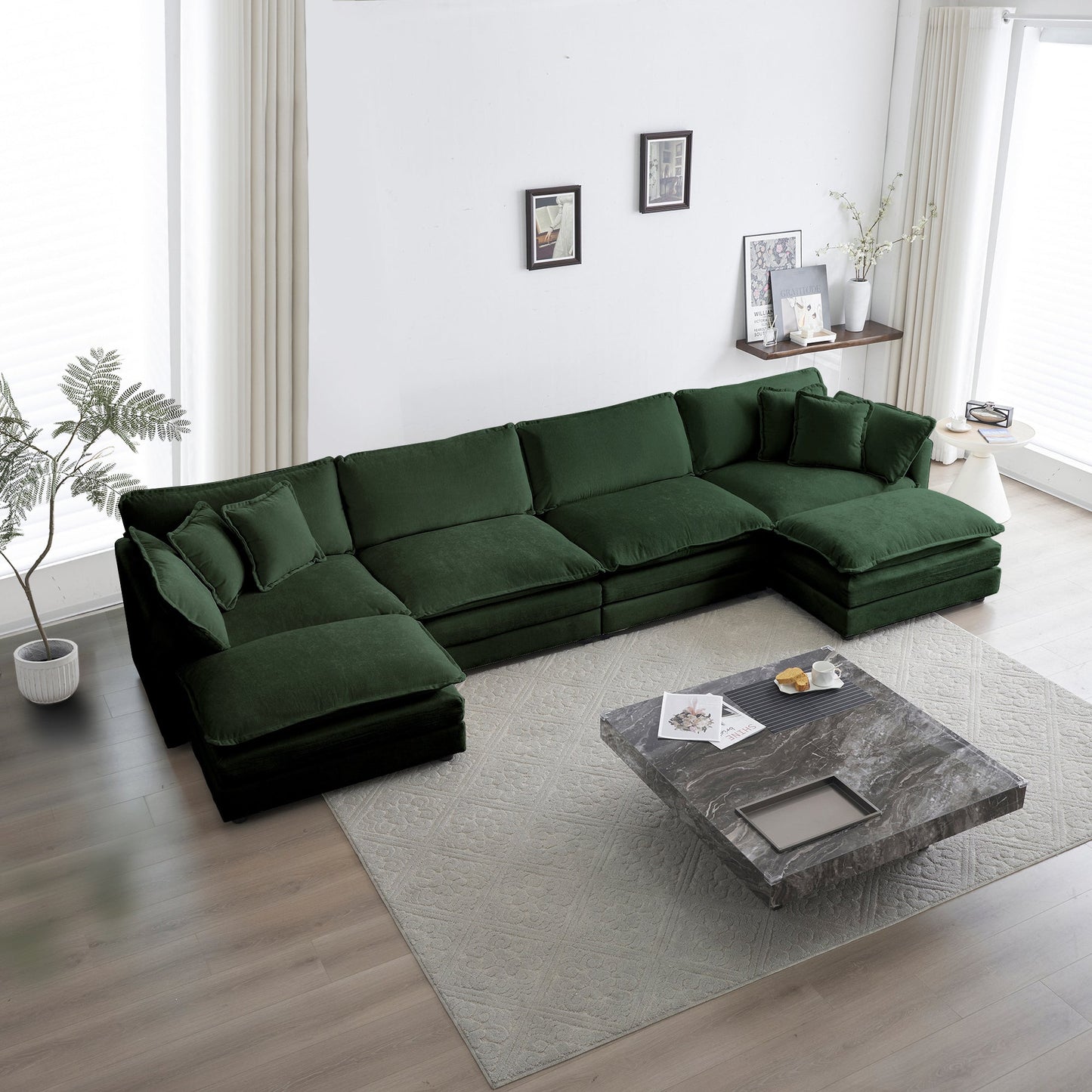 Green Chenille Modular Sectional Sofa – Modern 4 Seat Couch - 1st Choice Furniture Direct