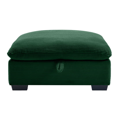Green Corduroy Modular Armless Chair with Lumbar Pillow - 1st Choice Furniture Direct