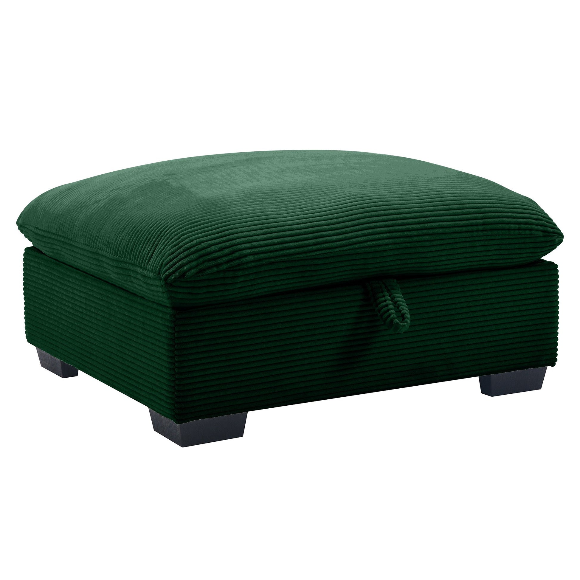 Green Corduroy Modular Armless Chair with Lumbar Pillow - 1st Choice Furniture Direct
