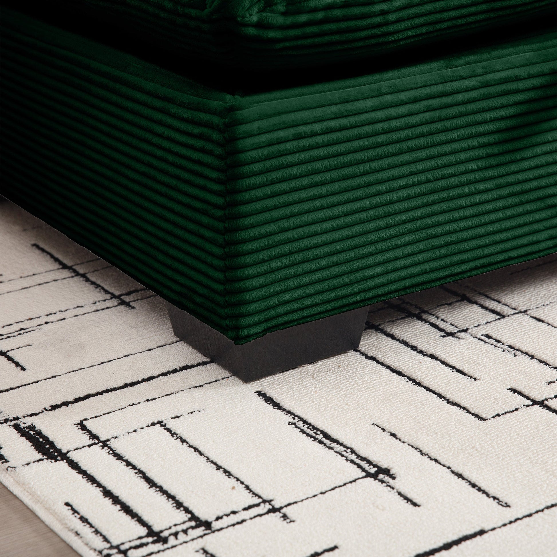 Green Corduroy Modular Armless Chair with Lumbar Pillow - 1st Choice Furniture Direct