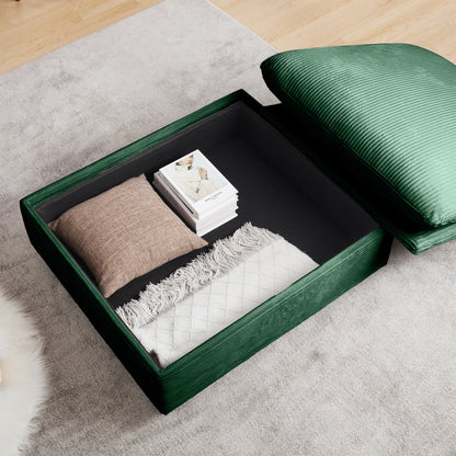 Green Corduroy Modular Armless Chair with Lumbar Pillow - 1st Choice Furniture Direct